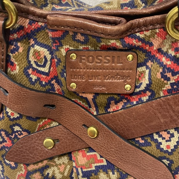❤️‍🔥HOST PICK❤️‍🔥FOSSIL Long Live VTG Adrina Brown Floral Tapestry Leather Bag - Picture 11 of 14